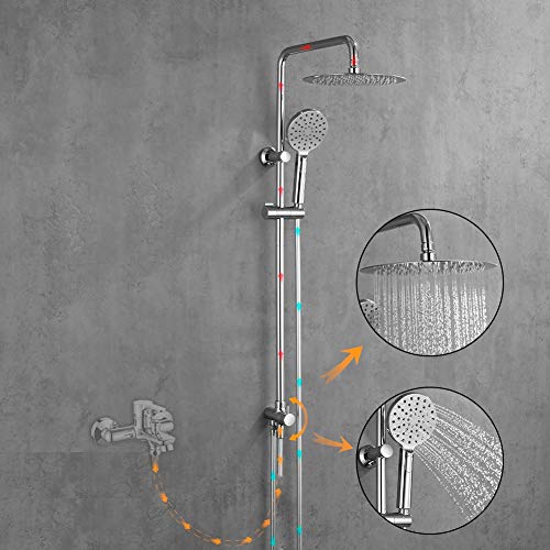 GRIFEMA G7005 Porto - Columna ducha sin grifo, sistema de ducha con alcachofa, rociador 25x25 cm, manguera y soporte, Cromo