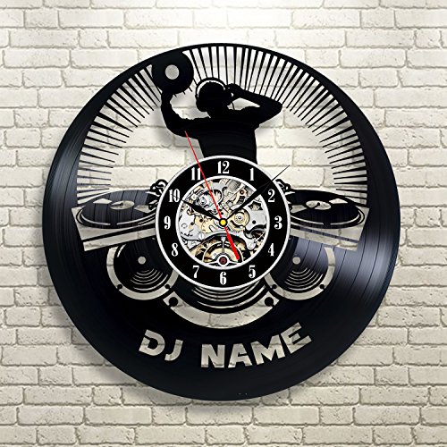 Gullei.com - Reloj de pared de vinilo con nombre de DJ personalizable