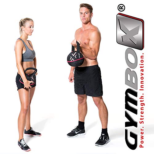 GYMBOX® Bolsa de Arena/Pesas Rusas/Kettlebell/Fitness Bag/Power Bag | Entrenamiento Muscular/Funcional/de Pesas Libres | Puede Estar llenado con Arena | Negro, 6 kg | vacío