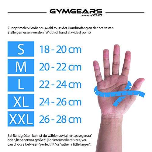 GYMGEARS Guantes de Entrenamiento para Mujeres y Hombres - Guantes Fitness para Entrenamiento Fuerza, Culturismo, con Pesas y Entrenamiento Crossfit - Unisex (XL: 24-26 cm, Negro)