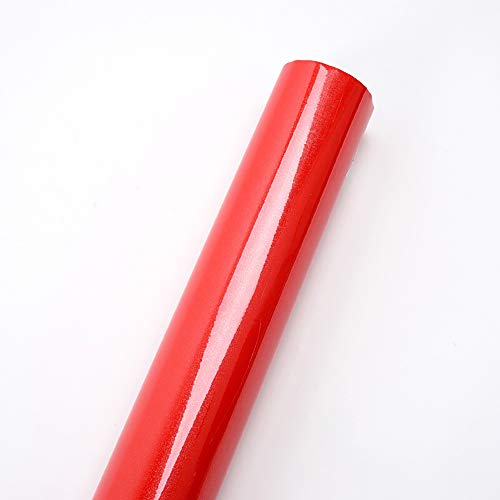 Hode Papel Adhesivo para Muebles Rojo 30cm X 3m Impermeable Vinilo Pegatina Autoadhesivo Decorativo Papel Pintado Cocina Baño PVC