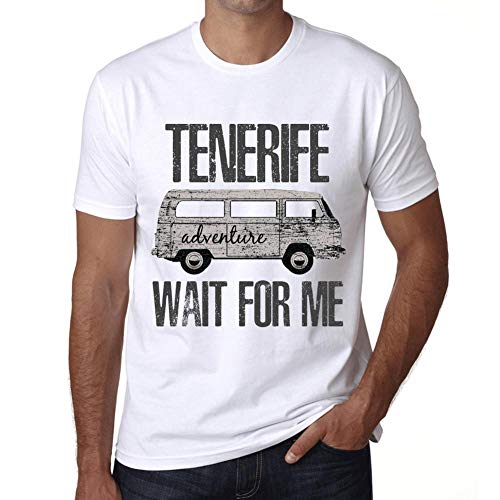 Hombre Camiseta Vintage T-Shirt Gráfico Tenerife Wait For Me Blanco