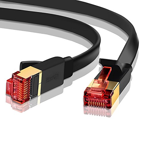 IBRA® 15M Cable de Red Gigabit Ethernet LAN Cat.7 (RJ45) CAT7 (Avanzado) | 10 Gbps a 600 MHz | Cables Chapado en Oro Plug STP | Patch | Router | Módem| Negro Oblato