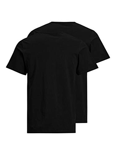 Jack & Jones Jacbasic Crew Neck tee SS 2 Pack Camiseta, Negro (Black Black), Large (Pack de 2) para Hombre