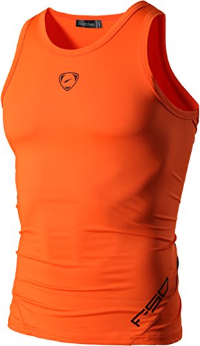 jeansian Hombres Camiseta De Tirantes Deportivas Wicking Quick Dry Vest tee Tank Top Verano Correr Training LSL3306 Orange XL