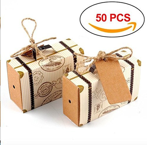 Juego de 50 cajas de papel natural para bodas, fiestas y dulces de Awtlife