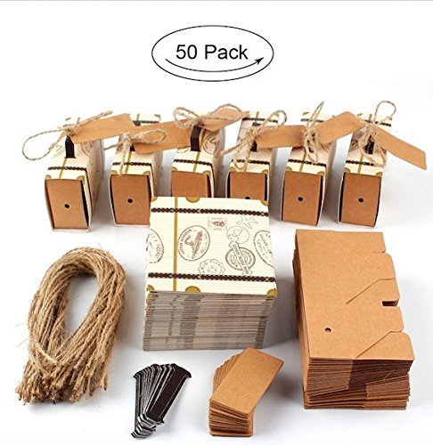 Juego de 50 cajas de papel natural para bodas, fiestas y dulces de Awtlife
