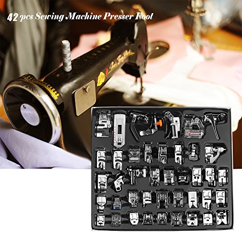 Kit de prensatelas para máquina de coser, piezas de repuesto y accesorios para máquinas Brother o Singer (Set de 42 Piezas)