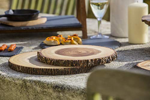 Kitchencraft Artesà Árbol tronco tabla de quesos/bandeja con borde de corteza de madera natural, 30 cm (12 "), diseño redondo, madera, marrón, 30 x 30 x 2,2 cm