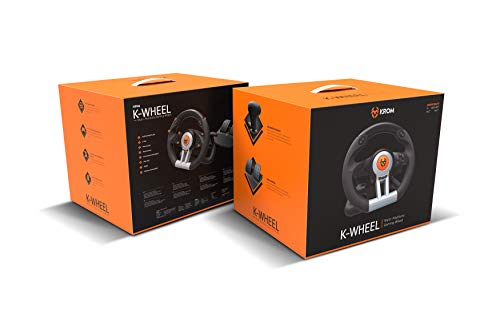 Krom K-WHEEL - NXKROMKWHL - Juego de volante y pedales Multiplataforma, palanca de cambios y levas en el volante, efecto vibracion, compatible PC, PS3, PS4 y XBOX