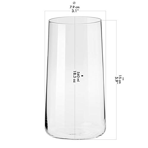 Krosno Grande Vasos de Agua Highball | Set 6 Piezas | 540 ML | Avant-Garde Collection Uso en Casa, Restaurante y en Fiestas | Apto para Microondas y Lavavajillas