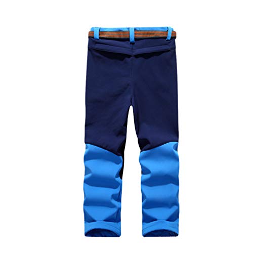 LaoZan Sintético Cachemir Pantalones Senderismo Niño Niña Pantalon Softshell Impermeable Transpirable Pantalones Trekking Montaña (Cielo Azul,M)