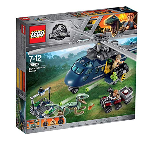 LEGO Jurassic World - Persecución en Helicóptero de Blue, Juguete para Niñas y Niños de 7 a 12 Años de la Película El Reino Caído (75928)