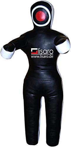 Lisaro Saco de boxeo/saco de arena 150 cm, 35 – 38 kg relleno con Restos de tela, con cuatro – Cadena de punto, material vinilo (Kunstleder) con logo