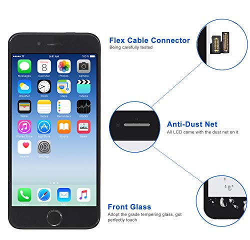 LWMTT Pantalla Tàctil LCD para iPhone 7 Negro– Táctil Reemplazo Digital Conjunto Completo Recambio Herramientas para la Reparación, Vidrio Protector