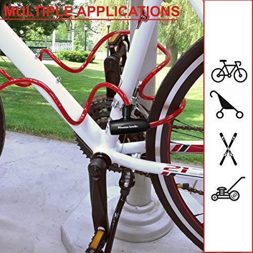 MASTER LOCK Candado Bicicleta [1,8 m Cable] [Llave] [Exterior] [Color al Azar] 8127EURDPRO - Ideal para Bicicleta, Monopatín, Paseante, Cortacésped y Otro Equipo