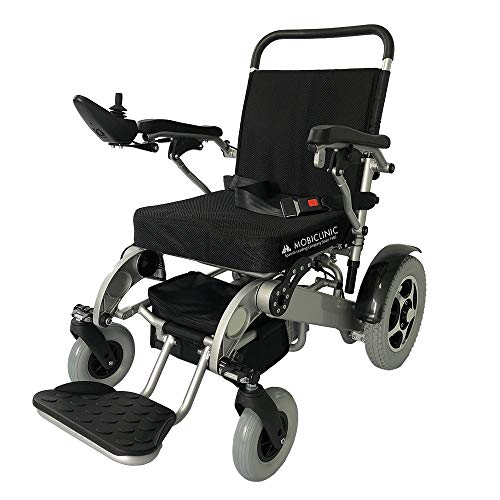 Mobiclinic, modelo Troya Plus, Silla de ruedas eléctrica, plegable, con motor, para discapacitados, minusválidos, ancianos, ortopedica, para mayores, asiento 45 cm, autonomía 34 km, 2 24V, Azul