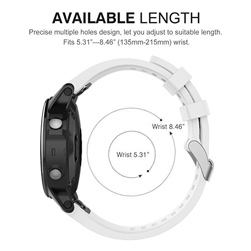 MoKo Correa de Reloj para Garmin Fenix 6S/6S Pro/5S, Correa de Banda de Reloj de Repuesto de Silicona Suave para Multisport 42mm GPS Smart Watch, Ajuste 5.31"-8.46", Blanco