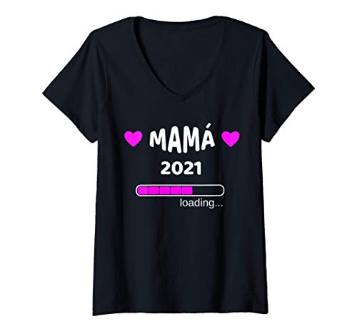 Mujer Mujer Mamá 2021 Camiseta de carga Anuncio de embarazo Camiseta Cuello V