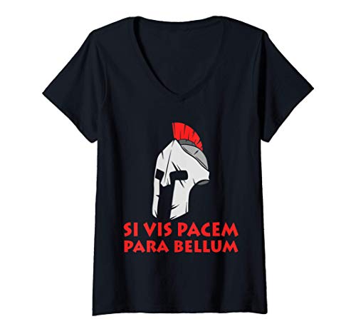Mujer Si vis Pacem Para Bellum Proverbio latino romano Camiseta Cuello V