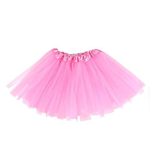 MUNDDY Tutu Elastico Tul 3 Capas 30 CM de Longitud para niña Bebe Distintas Colores Falda Disfraz Ballet (Rosa)