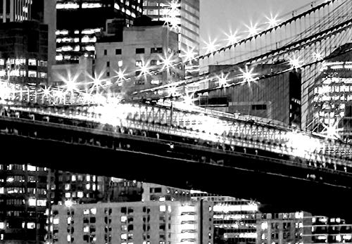 murando Fotomurales New York 350x256 cm XXL Papel pintado tejido no tejido Decoración de Pared decorativos Murales moderna de Diseno Fotográfic Ciudad Luna Noche d-B-0205-a-a