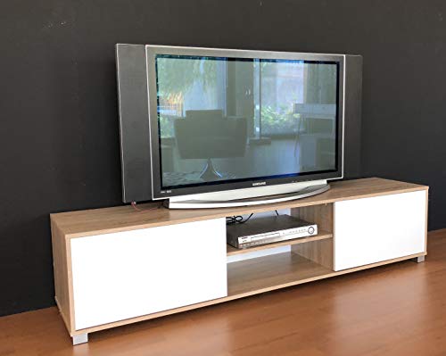 MyosHome - Mueble TV Salon Mesa para TV Color Roble y Blanco 180 x 40 x 41 cm Atenea
