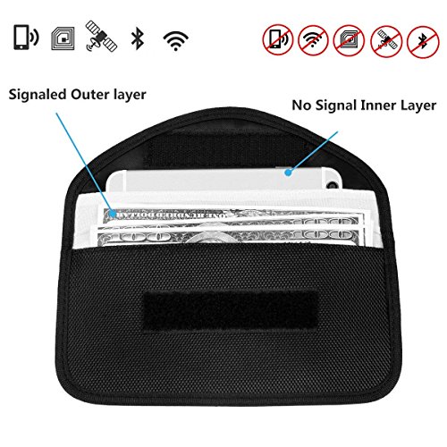 Newseego RFID Signal Blocker Pouch | 2X Free RFID Credit Card Sleeves | Anti Theft Faraday Bag for Car Key Fob & Cell Phone Blocking Pocket, Security Keyless Case Anti-Hacking Secure Antitheft(Black)