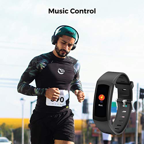 novasmart - Reloj deportivo runR ONE con correa inteligente y pantalla en color, con registro de frecuencia cardíaca y presión arterial, contador de calorías y pasos, y control del sueño, negro