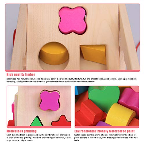 O-Kinee Cubo Actividades de Madera Juguete Educativo Rompecabezas de Cubo de Madera para Promover el Reconocimiento de Forma y la Concentración