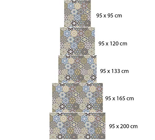 Oedim Alfombra Hexagonos Multicolor PVC | 95 cm x 165 cm | Moqueta PVC | Suelo vinilico | Decoración del Hogar