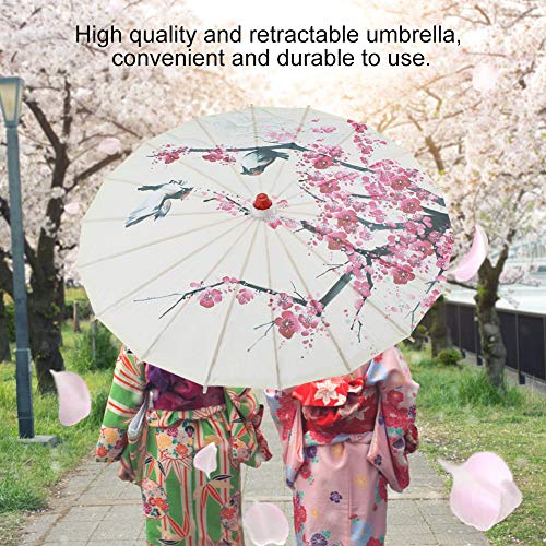 Paraguas de Papel engrasado Hecho a Mano de tamaño pequeño Paraguas de Danza clásica del Arte Chino Flor de Ciruela, Paraguas de Arte Chino, Paraguas de Papel engrasado