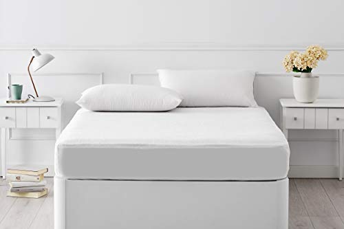 Pikolin Home - Protector de colchón en rizo algodón, impermeable y transpirable, 135x190/200cm-Cama 135(Todas las medidas)