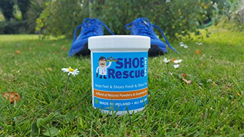 Polvo para zapatos y pies Elimina el olor de los pies Desarrollado por un podólogo colegiado Shoe Rescue es un remedio 100% natural que elimina los malos olores de los pies y el calzado