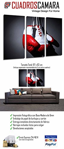 Poster Fotográfico Deporte Boxeo, Guante Blanco y Rojo, Motivacion Tamaño total: 97 x 62 cm XXL