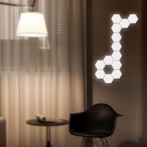 QFFL Paneles de luz Inteligentes Empalme de Luces LED Carga USB Hexagonal Lámparas de Pared Modulares Sensibles Al Tacto para Lámpara de Atracción de Decoración del Hogar Lámpara de Pared