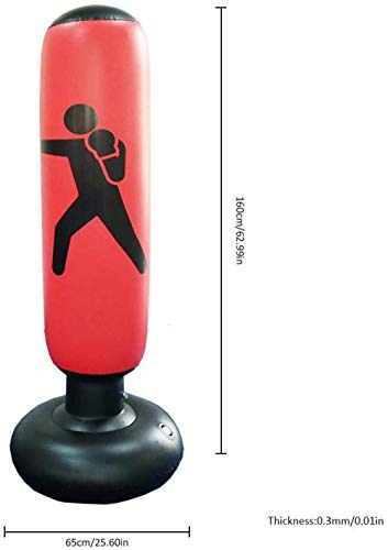 qiuqiu Saco de Boxeo autoportante Anti-frustración Soporte de Boxeo autoportante para niños Saco de Boxeo para inflar 160 cm de Altura Rojo y Negro-Red