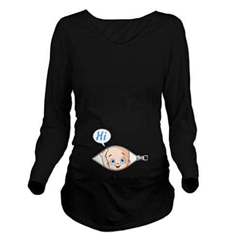 Q.KIM Camiseta Divertido Estampada de Sin Mangas/Manga Corta/Manga Larga premamá para Mujer Embarazo Lactancia T-Shirt-Hi Serie