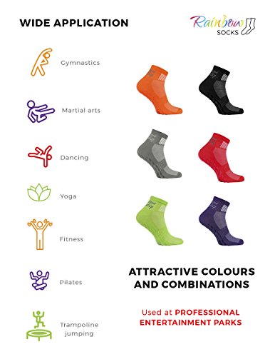 Rainbow Socks - Hombre Mujer Deporte Calcetines Antideslizantes ABS de Algodón - 6 Pares - Púrpura Negro Verde Gris Rojo Naranja - Talla 36-38