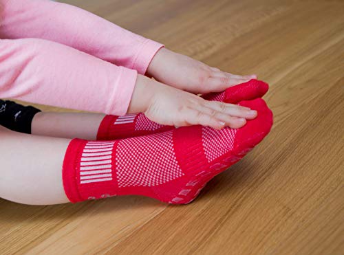 Rainbow Socks - Niño Niña Deporte Calcetines Antideslizantes ABS de Algodón - 6 Pares - Naranja Rojo Amarillo Azul Verde Rosa - Talla 24-29