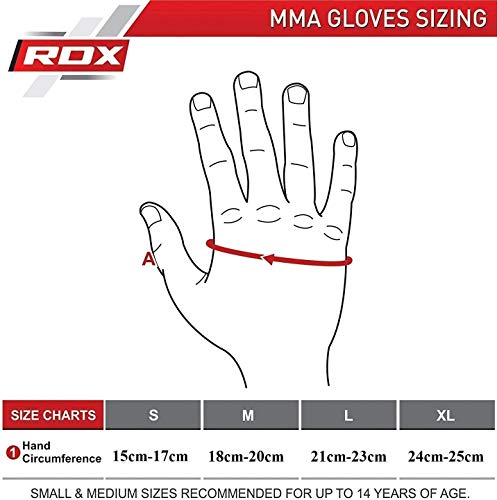 RDX Guantes MMA para Artes Marciales Entrenamiento, Convex Skin Sparring Guantillas, Bueno para Grappling, Muay Thai, Saco de Boxeo, Lucha Libre, Combate Training y Kickboxing
