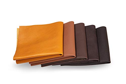 Recortes de cuero - restos de cuero marrón, restos de cuero, tamaños grandes, ideal para bolsos, zapatos, reparaciones, decoraciones, manualidades, 1 kg, tamaño A3