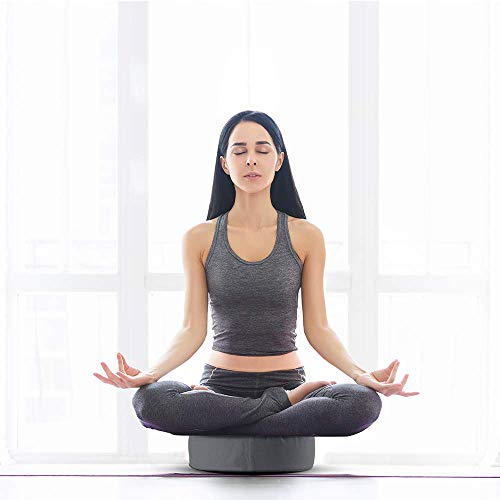 REEHUT Cojin Zafu Meditation Yoga Zen - 30cm × 11cm- Cojin Yoga Zafu, Cojin Suelo Redondo, Meditation Cushion para Yoga - Cubierta en Algodon Lavable (Gris)