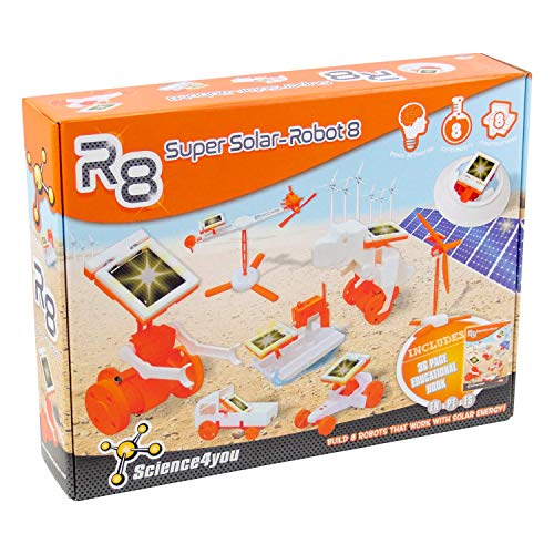 Science4you-R8 Años R8 Super Solar Robot-Robotica, Juguete Cientifico, 8 Experimentos y Libro Educativo ES, EN y PT-Regalo Original para Niños, Multicolor (878098)