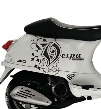 Set de pegatinas de vinilo para moto Vespa S y scooter, color negro