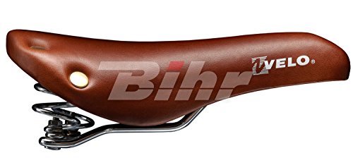 Sillín de bicicleta con muelle helicoidal, remaches, marrón, vintage