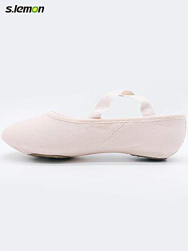 S.lemon Elástico Lona Zapatillas de Ballet Zapatos de Baile para Niños Niñas Mujeres Hombres Rosa (31 EU)