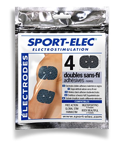 Sport-Elec Easf – Juego de 4 electrodos para aparatos, Color Negro FR: Adultos (Talla Fabricante: única)