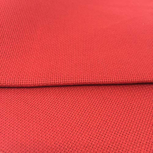 Tela para Punto de Cruz | 75cm x 50cm | 5,5 puntos/cm – 14 cuentas | 100% algodón | Elige color | de Delicatela (Rojo)