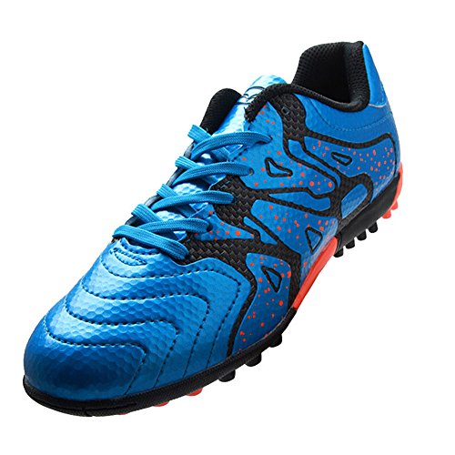 Tiebao Niños Difícil Suelo Artificial Velocidad PU Cuero Fútbol Zapatos (Azul, Niño pequeño EU32)
